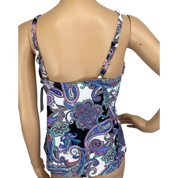 2/$15 NWT Island Escape Paisley Cali Underwire Swim Tankini Top Size 6 - Picture 5 of 10